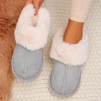 Closed Toe Warm Cotton Slippers Women Faux Fur Thicken Plush Winter Home Shoes Woman Lightweight Casual Indoor Slides Female