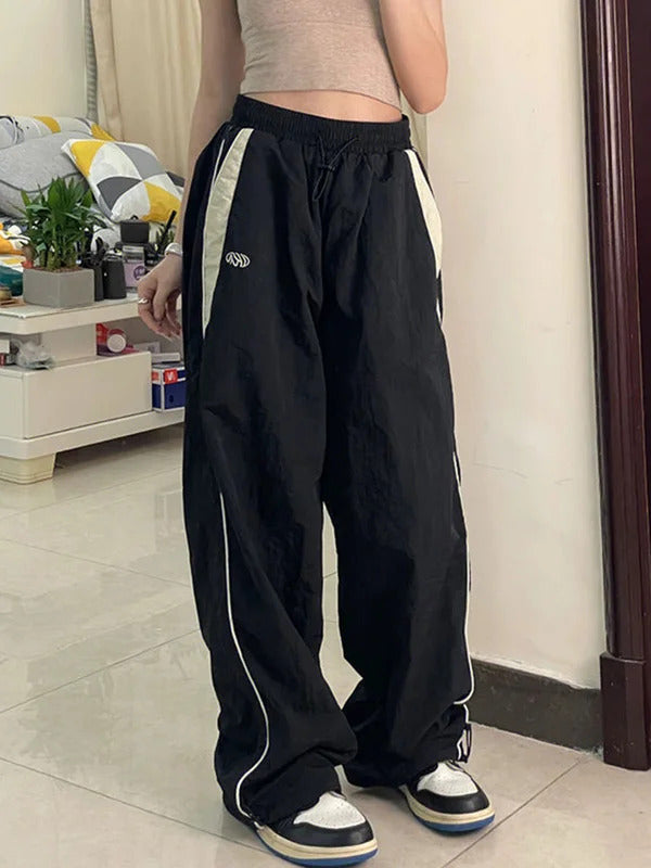 Women Casual Baggy Cargo Pants Drawstring Streetwear Loose Oversized Wide Leg Pant Sport Vintage Hip Hop Y2K Joggers Trousers