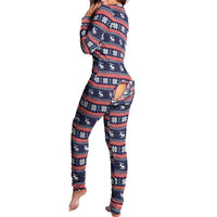 Sexy Pyjama Women's Jumpsuit Suit Button-down Front Back Butt Bum open Ass Flap Jumpsuit Loungewear Christmas Print Buttoned