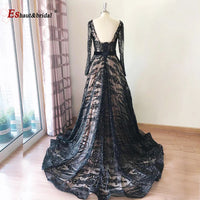 Dubai A-Line Luxury Wedding Evening Dress for Women Muslim 2024 Long Sleeves Sequin Plus Size Formal Prom Party Gown Customized