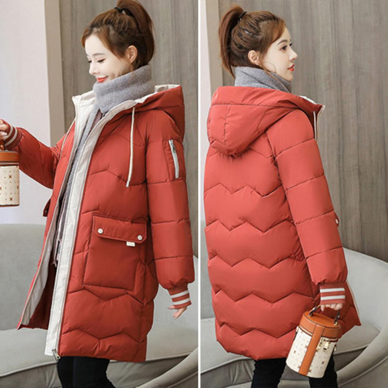 2023 New Women Long Down Cotton Jacket Korean Loose Cotton Coat Winter Thicken Warm Women Parkas Winter Female Hooded Coat