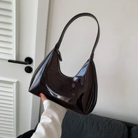 Fashionable Shoulder Bags for Women's Designer Solid Colors Patent Leather Crescent Bag 2024 New Small Handbag Ladies Totes Sac