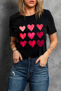 Black Valentine's Day Heart Graphic Tee