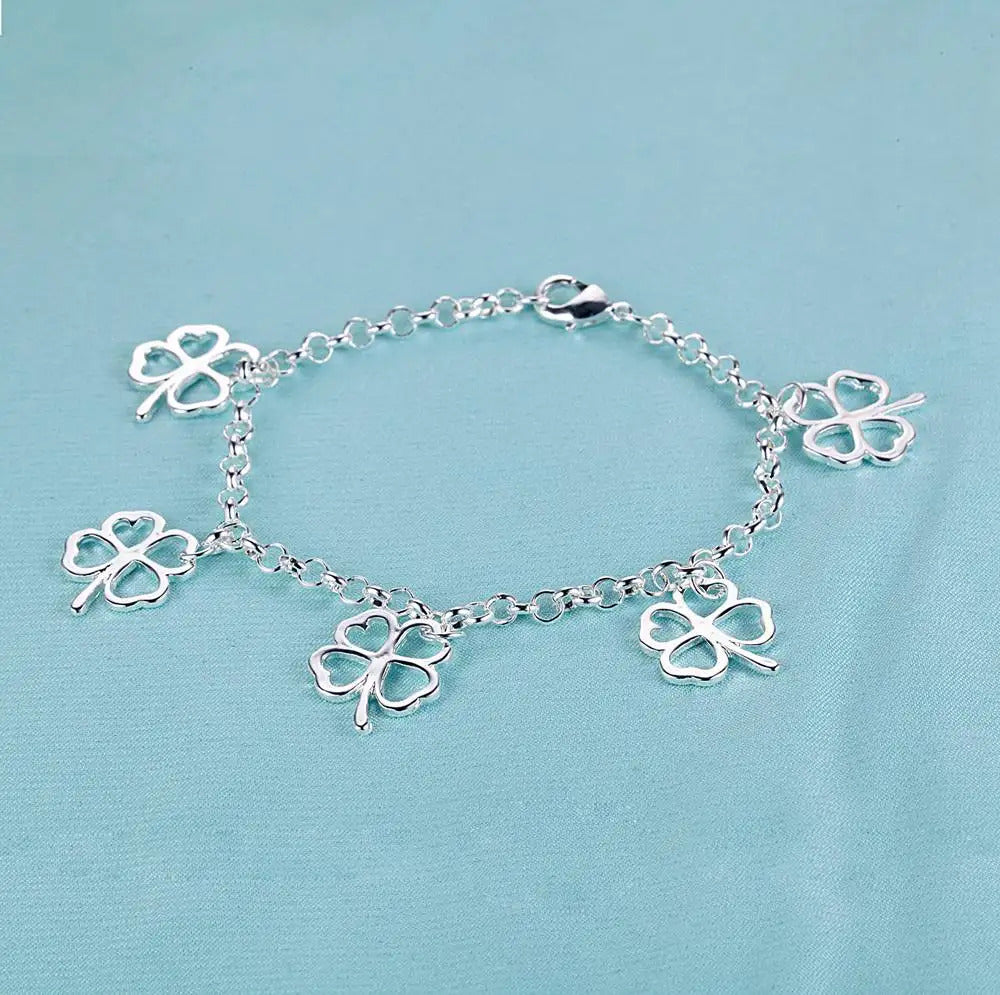 925 Sterling Silver Rose Flowe Bracelet Nice Snake Chain High Quality For Women Men Fashion Jewelry Wedding Engagement Party