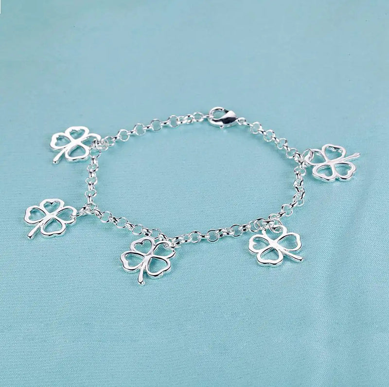 925 Sterling Silver Rose Flowe Bracelet Nice Snake Chain High Quality For Women Men Fashion Jewelry Wedding Engagement Party