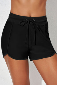 Black Zip Pocket Drawstring Swim Bottom