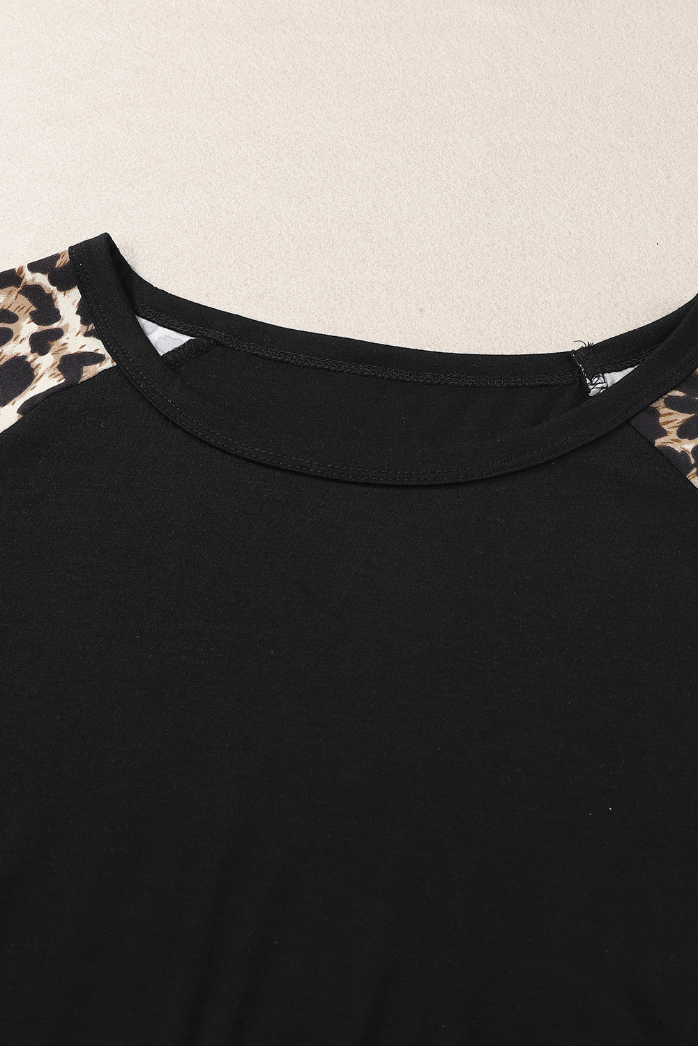 Blank Apparel - Black Ruffled Leopard Sleeve Patchwork Top