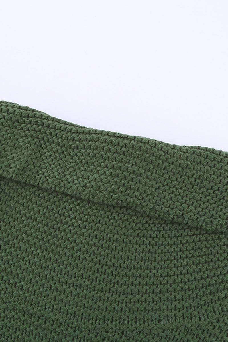 Green Turtleneck Splicing Chunky Knit Pullover Sweater