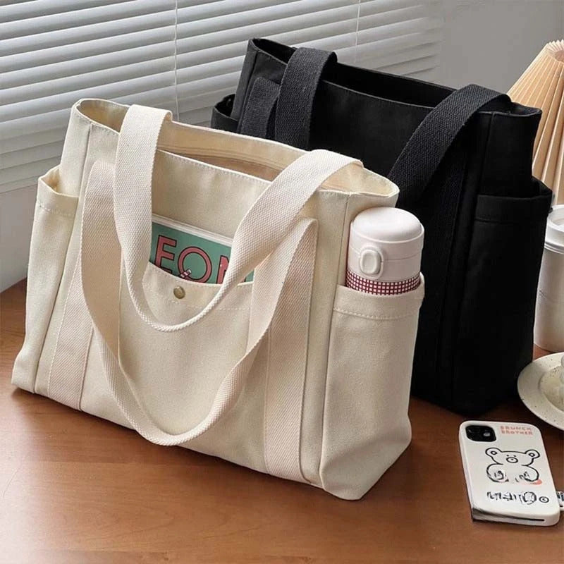 Large Capacity Canvas Tote Bags for Work Commuting Carrying Bag College Style Student Outfit Book Shoulder Bag Bolsos Para Mujer