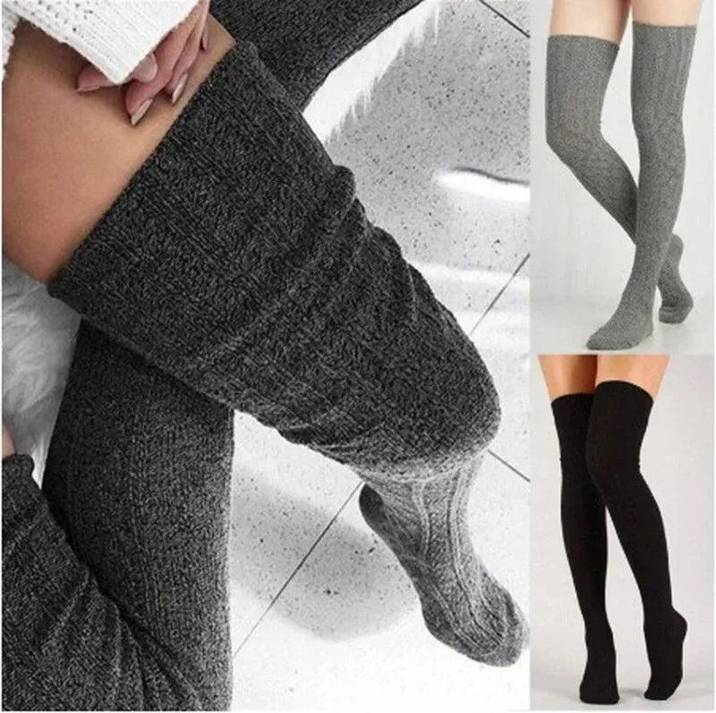 1 Pair Warm and Stylish Over the Knee Knit Socks for Women - Preppy Thermal Winter High Stocks with Thickened Material