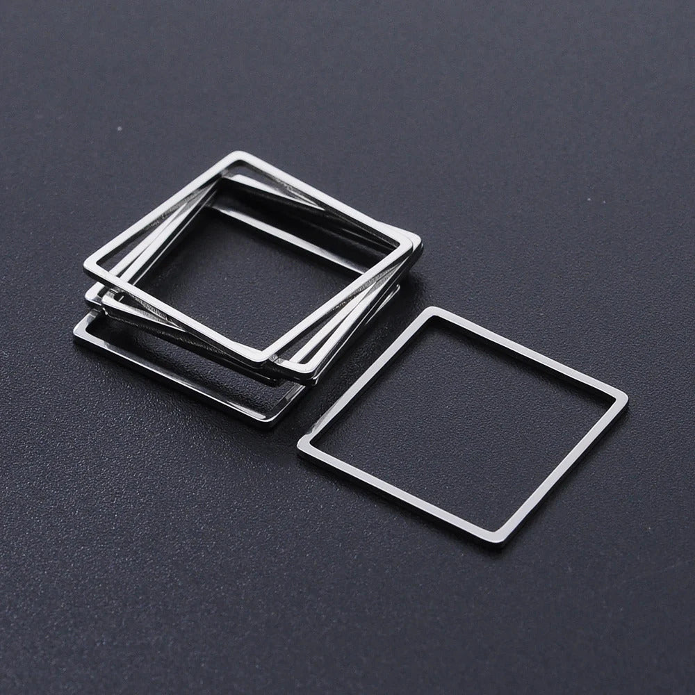 10pcs/lot 316 Stainless Steel   Hollow Geometric Square Circle Triangle Charms Wholesale Never Tarnish Jewelry Making Charms