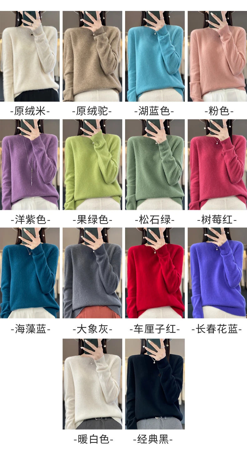 New cashmere sweater women's sweater in autumn and winter 100% merino wool fashion O-neck autumn warm pullover top