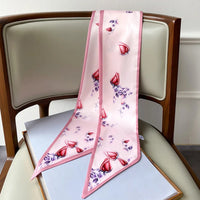 Long Silk Scarf Bag Tie Lady Neck Skinny Scarves Hairband Foulard Horse Print Brand Lady Neckerchief Ribbon 2021 Spring New