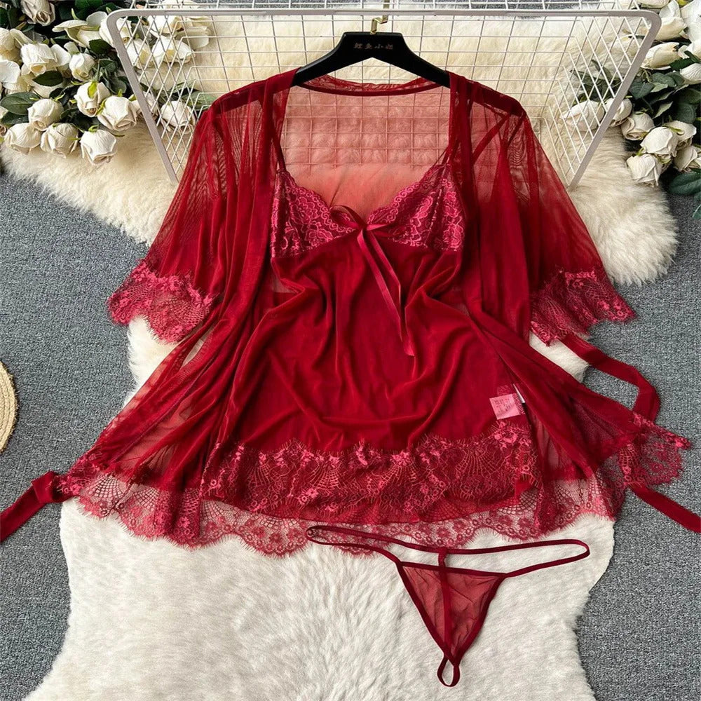 Sexy Slim Chinese Cheongsam Halter Nightwear Lingerie Halter Hollow Tassel Sleeveless Strap Dress Erotic Women Nightgown Pajama