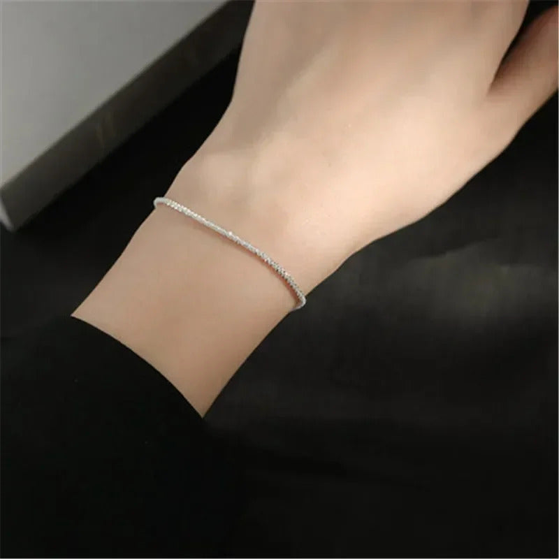 Popular Sparkling Necklace for Women Silver Colour Clavicle Chain Choker Fashion Jewelry Wedding Party Birthday Gift