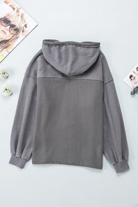 Green Flap Pocket Drawstring Hood Zip Up Jacket