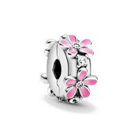 2024 New Sping Pink Bag Pany Flower Caterpillar Diy 925 Sterling Silver Bead Fit Bracelet Bangle Jewerlry Accessories