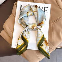 2024 New Luxury Brand Women Silk Leopard Print Square Scarf Female Beach Stoles Echarpe Satin Headband Shawl Wraps Bandana