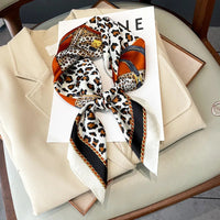 2023 Luxury Horse Print Female Silk Neck Scarf Square Hair Scarves Foulard Head Band Shawls Wraps Neckerchief Bandana Women