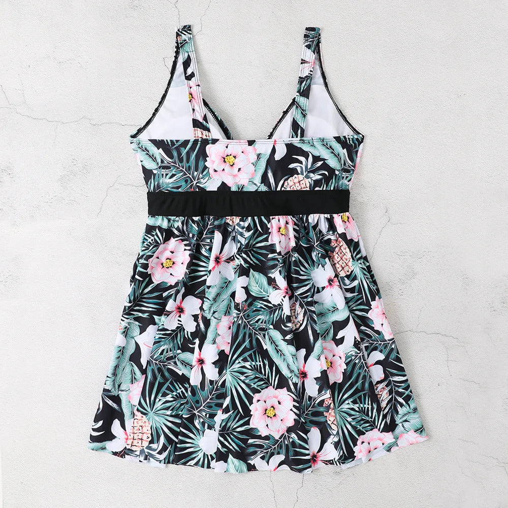 2023 Tropical Print Knot Front Swimwear Women One Piece Swimsuit Dress Bathers Bathing Swimming Swim Suit Beachwear