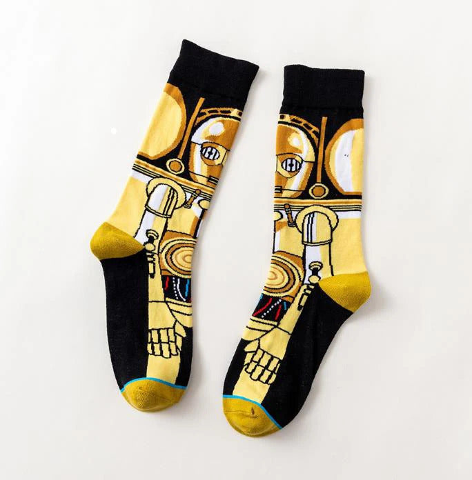 1 Pair Anime Men socks Master Yoda R2-D2 Cosplay Socks Wookiee Jedi Knight Novelty Men's Women's Socks Spring Autumn Winter