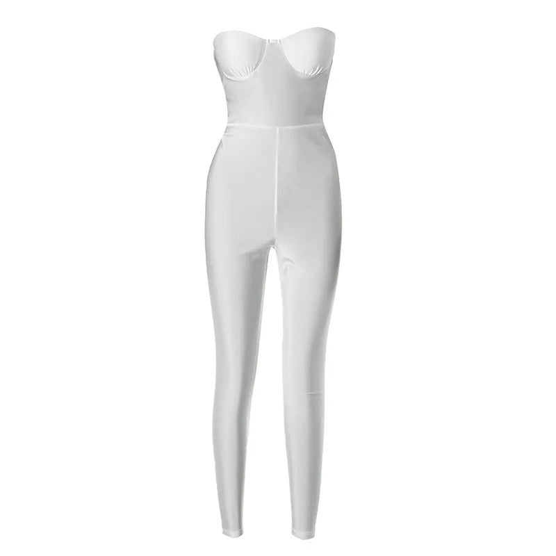 Shestyle Strapless Backless Chest Sponge Cup Bodycon Wrapping Solid Fashion Women Jumpsuit Fitness Underwire Hipster Sexy Hot