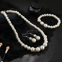 4 Pcs Women's Pearl Jewelry Set Simulated Pearls Fashion Simplicity Girl Versatile Earrings Necklaces Bracelets Jewelry Set