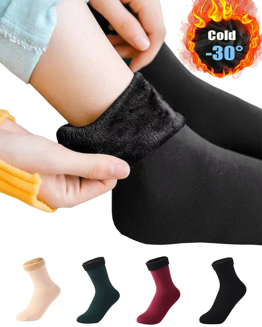 Women Winter Thicken Velvet Low Socks Solid Color Warm Socks Comfortable Thermal Velvet Wool Socks Elastic Seamless Snow Sock