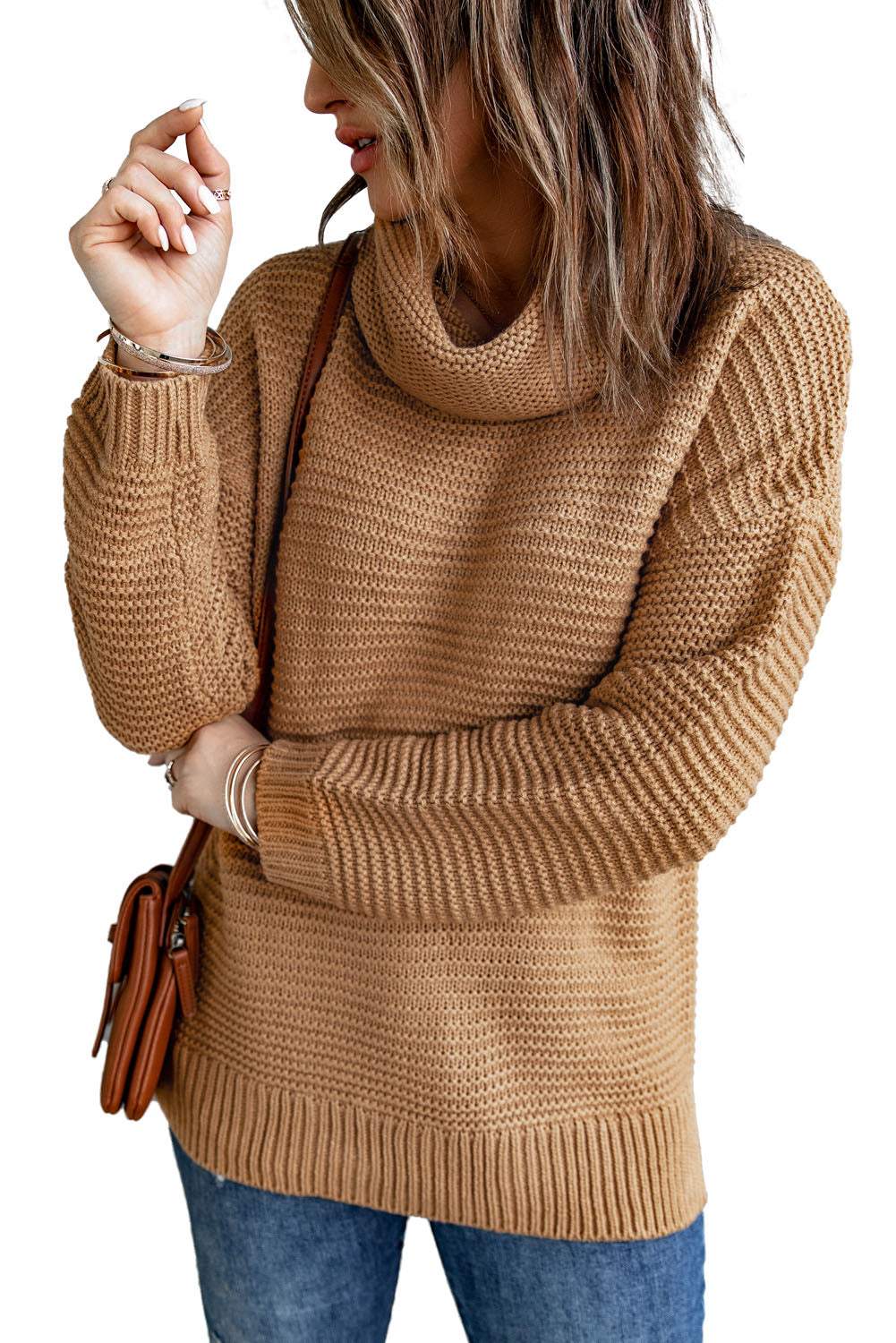 Sage Green Cozy Long Sleeves Turtleneck Sweater