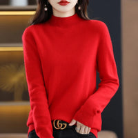 100% Pure Wool Half-neck Pullover In Autumn And Winter New Cashmere Sweater Women's Casual Knit Top Women's Coat 19 Colors