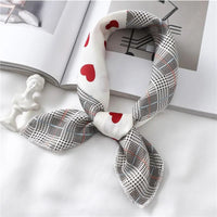 Women Small Satin Silk Scarf Square Print Wrap Foulard Femal Handkerchief Bandana Neck Hair Skinny Tie Scarves Shawls