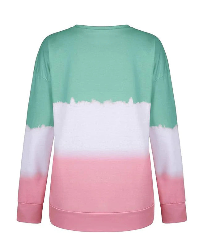 Plus Size Sweatshirt for Women Trendy Long Sleeve Oversized Lightweight Tops Tie-Dye Printed Gradient Pullover Blouse