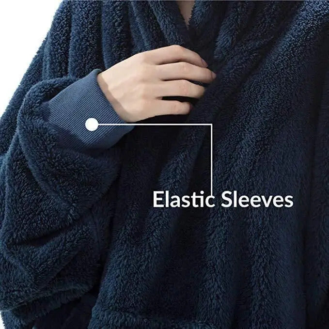 2024 Winter Women Double-faced Fleece Hoodie Blanket Oversize Large Pocket Warm Couple Loose Sweatshirts Women And Men Robe