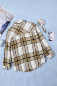 Button-up Pocket Long Sleeve Plaid Shacket