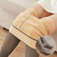 Thicken Polar Stockings Winter Warm Leggings Women'S Fleece Lined Tights Skin Effect Pantyhose Fake Translucent Wool Sock Pants