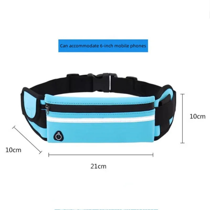 Outdoor Sports Waterproof Reflective Strip Waist Bag Mobile Phone Cycling Fitness Running Waist Bag Adjustable Elastic Strap