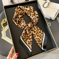 Luxury Women Silk Satin Hair Scarves Fashion Square Leopard Print Headscarf 70cm Professional Designer Scarf Headband