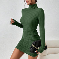 Autumn Winter Sexy Dresses Women New Fashion Long Sleeves Turtleneck Streetwear Sexy Mini Dress Casual Slim Elegant Lady Dresses