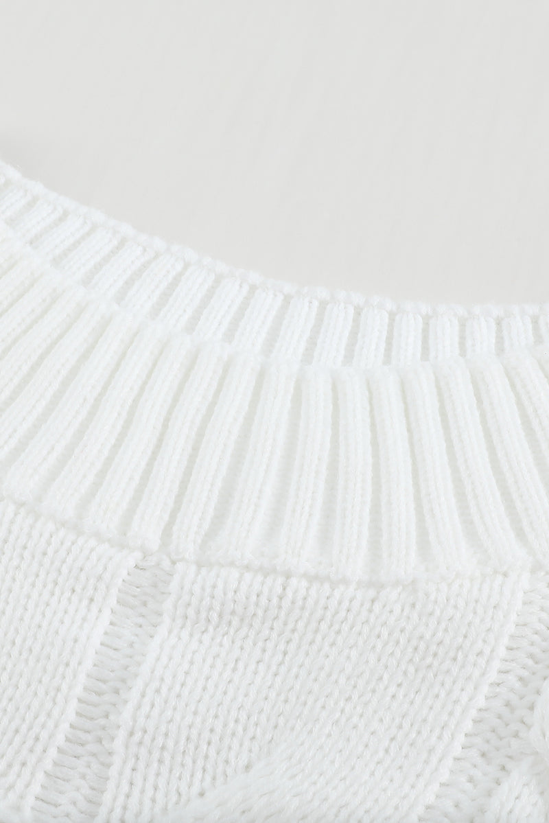 White Chunky Oversized Pullover Sweater