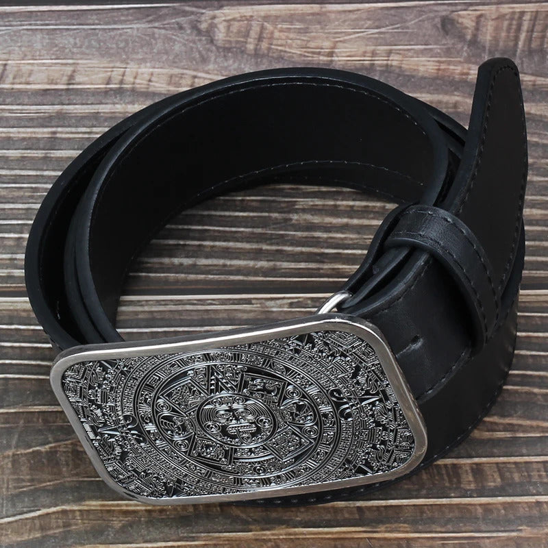 Aztec Calendar Men's Metal Belt Buckle Jeans Accessories High Quality