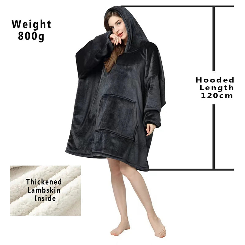 Winter Hoodies Sweatshirt Women Men Pullover Fleece Giant TV Oversized Blanket with Long Flannel Sleeves