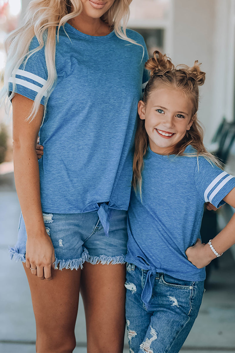 Black Family Matching Mom's Tie Knot Striped T-shirt