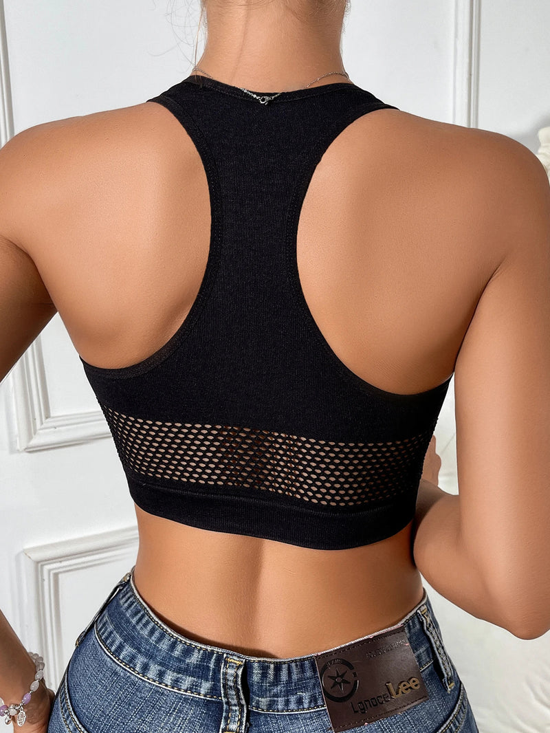 Women Sexy Tank Tops Fishnet Hollow Out Sports Off Shoulder Crop Top Female Outwear Stretch Comfortable Casual Tanks Chic Vest