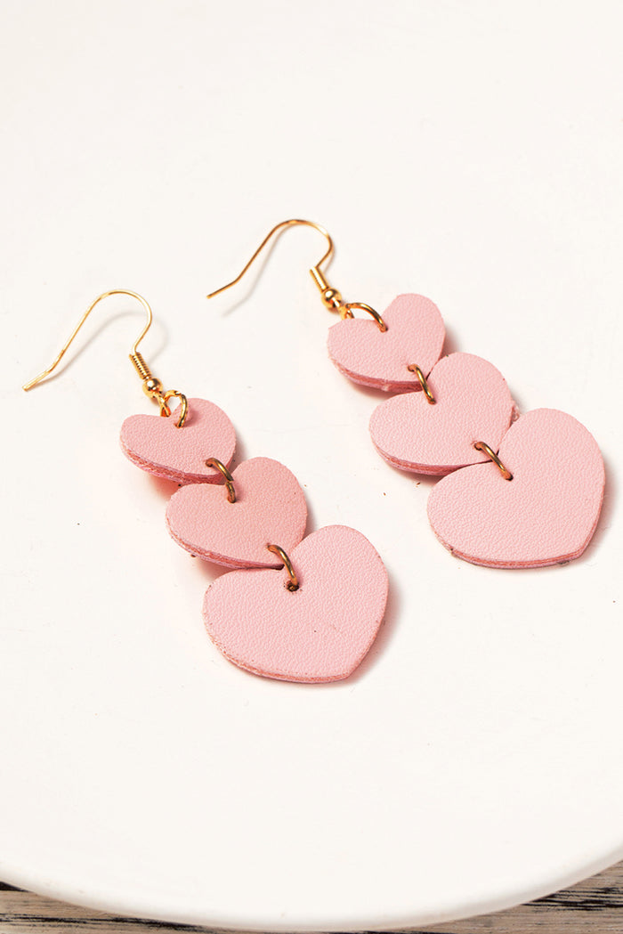 Apricot Pink Valentine Heart Shape Dangle Hook Earrings