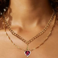 LATS 2pcs Can Be Assembled Heart and Sword Zircon Pendant Necklace for Women Men Couple Silver Gold Plated Choker Chain Jewelry