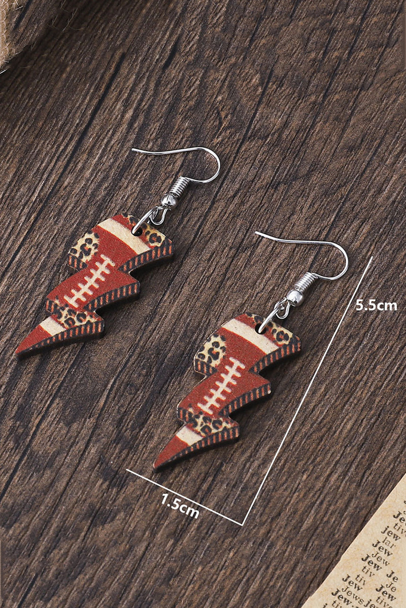 Multicolour Rugby Leopard Print Lightening Shape Earrings