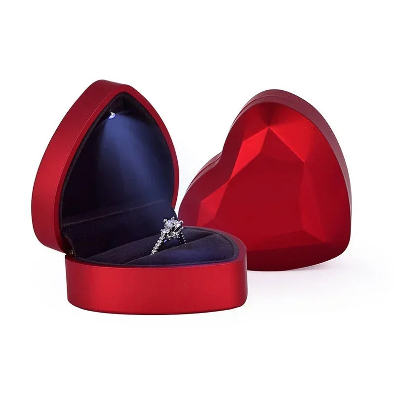 Creative Heart Shaped LED Light Jewelry Box High-end Proposal Confession Ring Box Light Jewelry Box Pendant