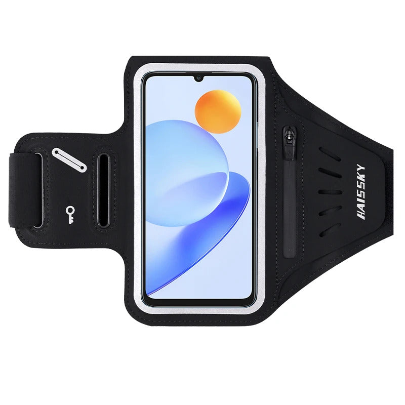 HAISSKY Running Sports Armband Bag For iPhone 16 15 14 13 12 Pro Max 15 Plus Xiaomi Zipper Earphone Pocket Workout Phone Arm Bag