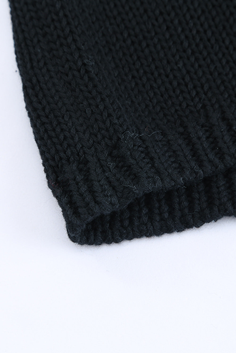 Black Oversize Knitted Drop-shoulder Sleeve Sweater