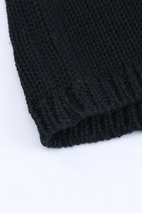 Black Oversize Knitted Drop-shoulder Sleeve Sweater